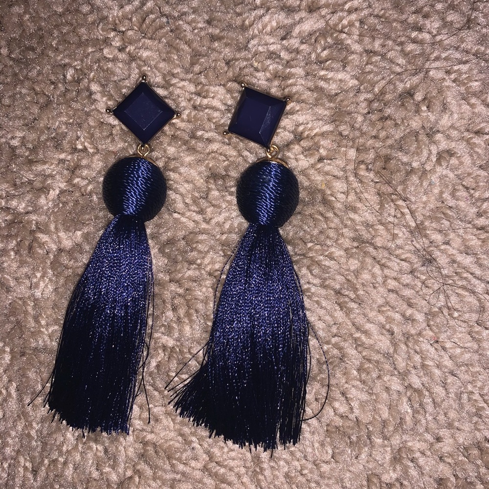 Navy Fringe Earrings